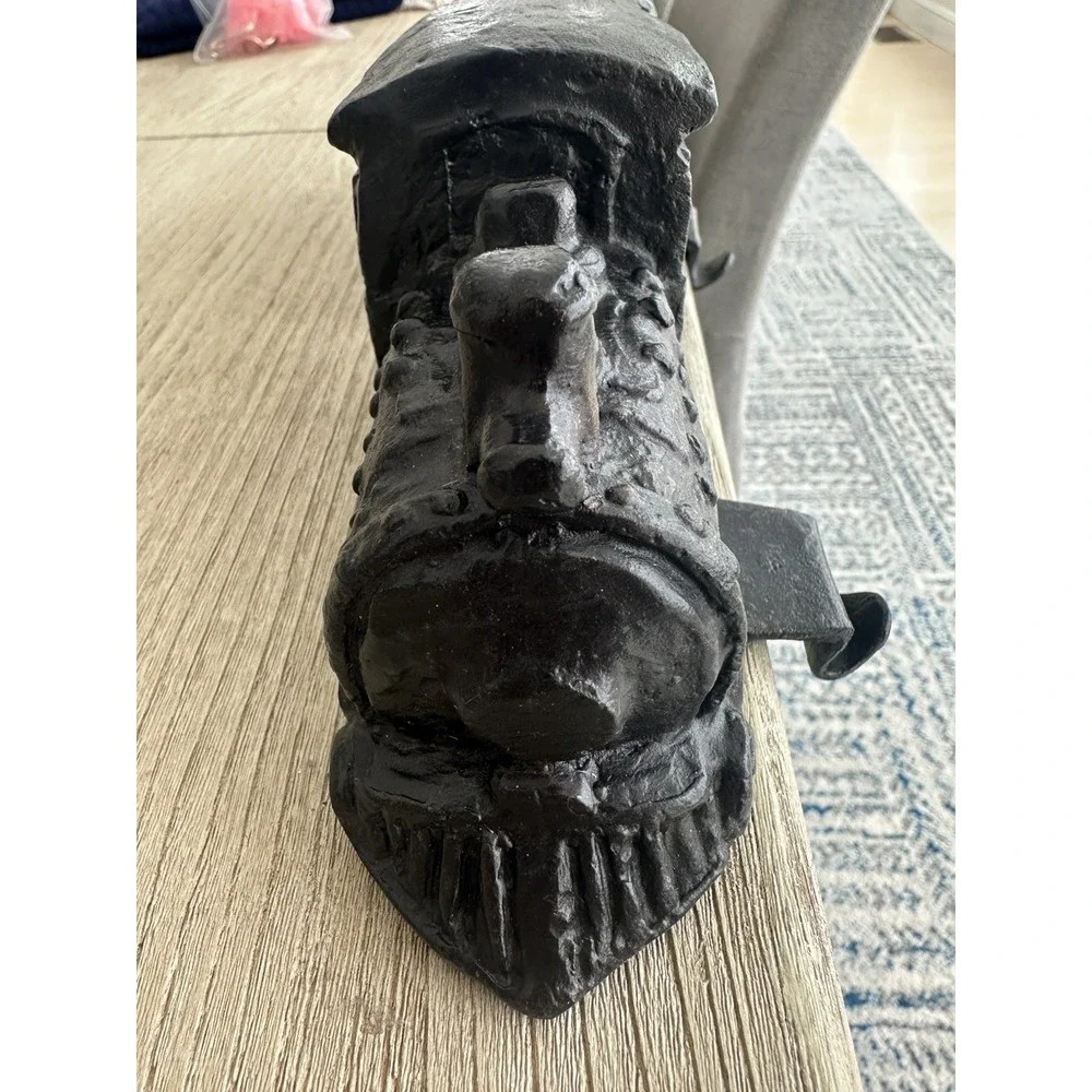 Rustic Black Cast Metal Train Stocking Holders Heavy Duty Set Of 2